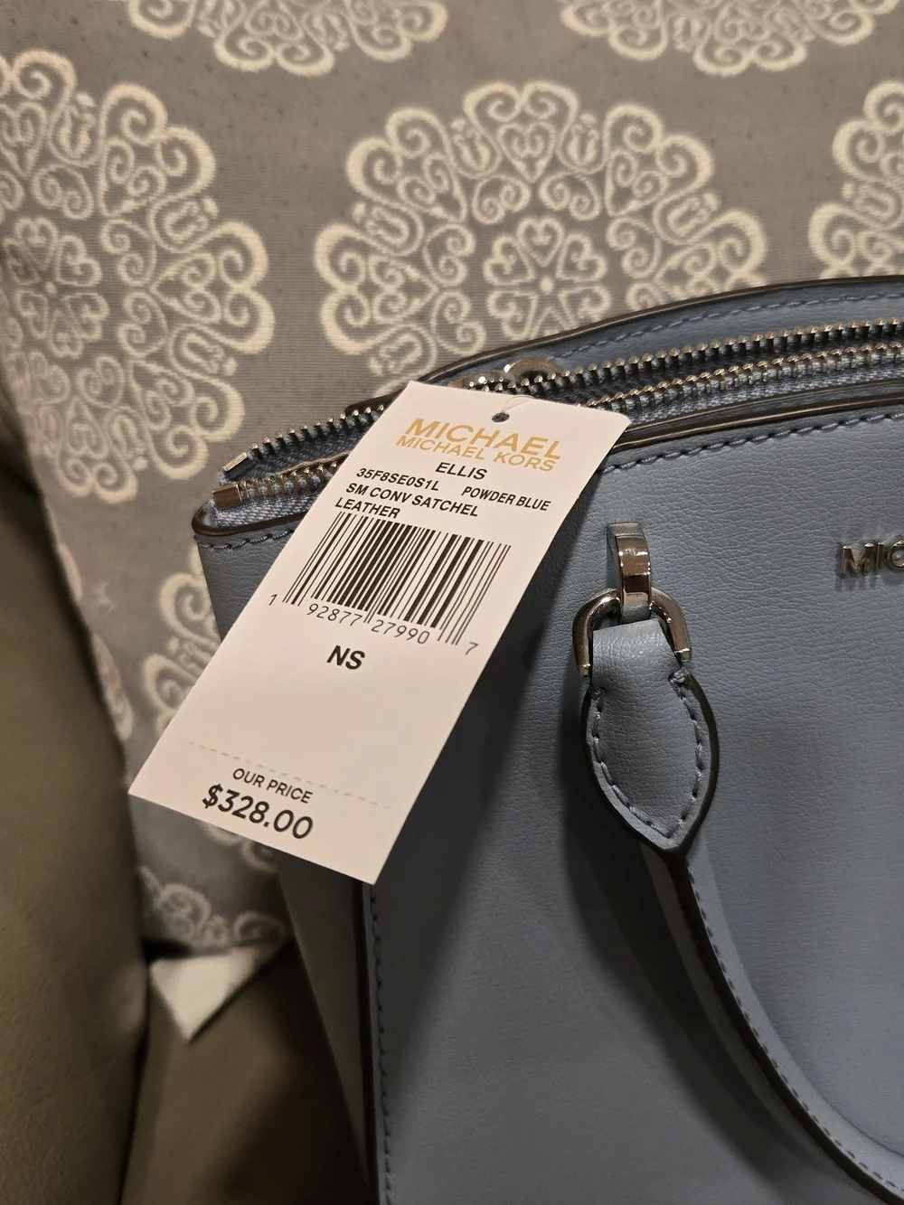 Michael Kors Powder Blue Leather Satchel with Silver Hardware NWT